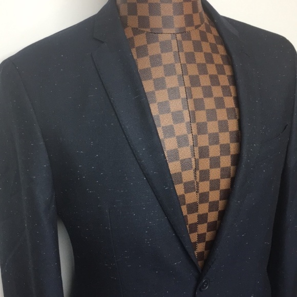 LABORATORY-Dark Navy Blue Slim 2 Button Blazer 40R